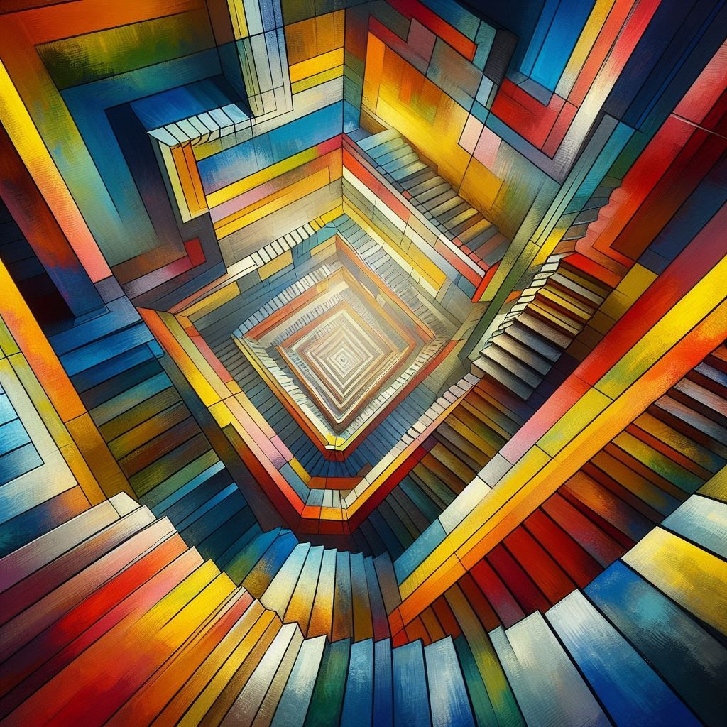 a labyrinthine staircase that goes up to infinity