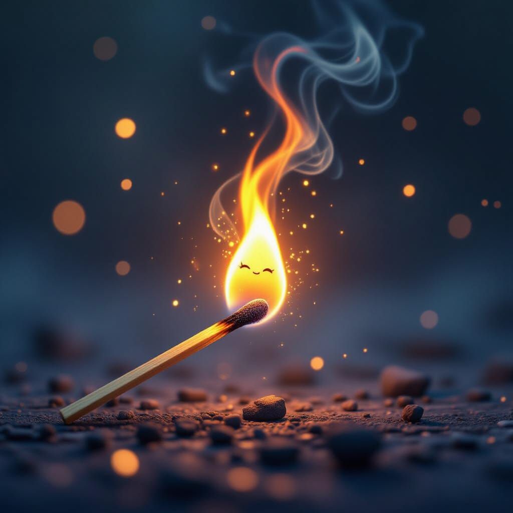 Magical Sprite Ignites from Lit Matchstick