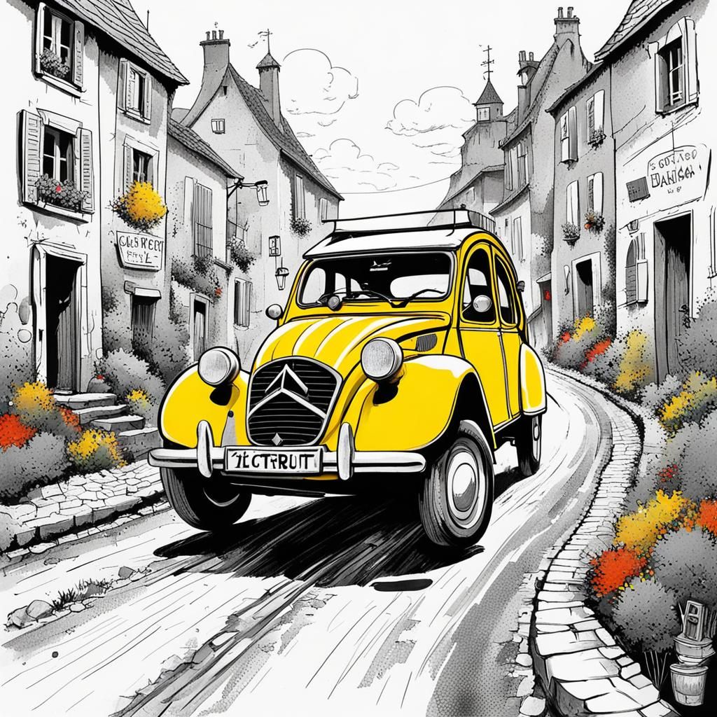 2cv on the small roads