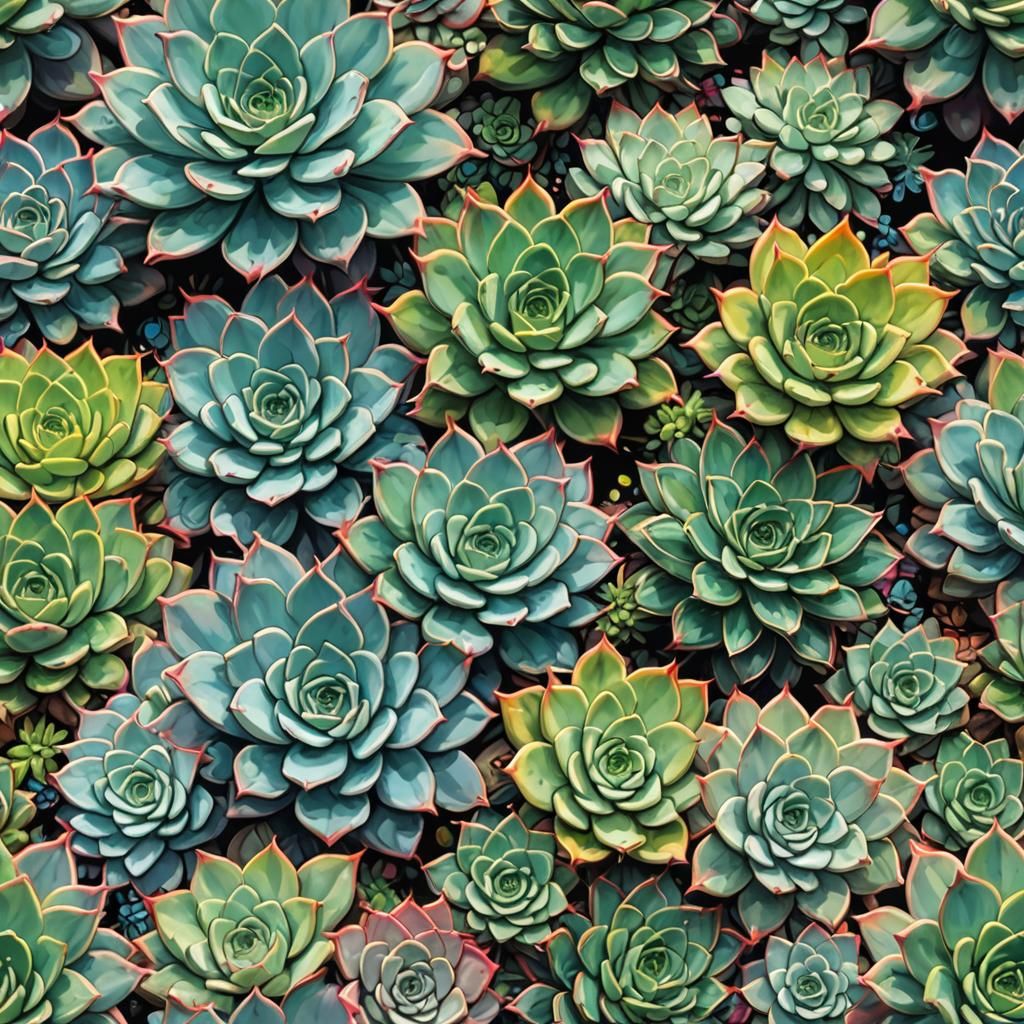 seamless repeating succulents