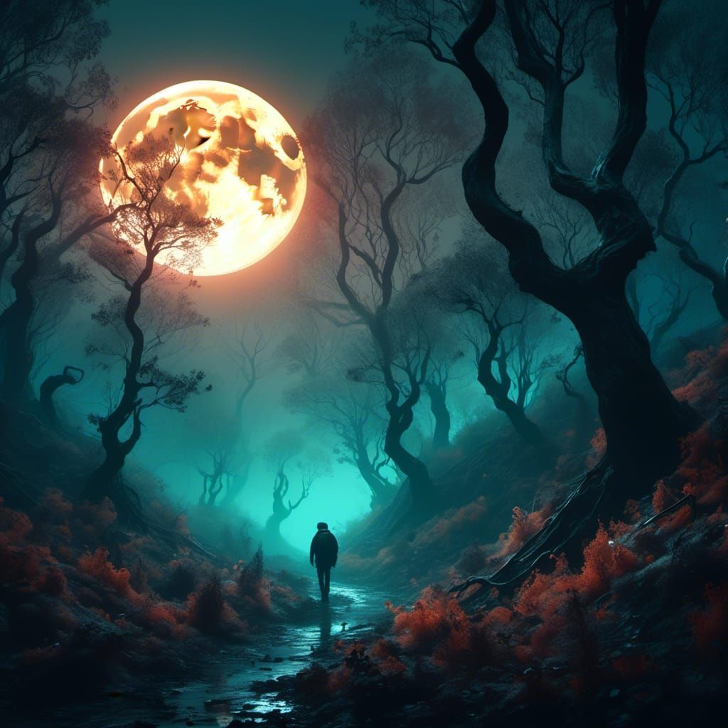  <lora:ExtraLife:1.0> Beneath the moon, shadows dance