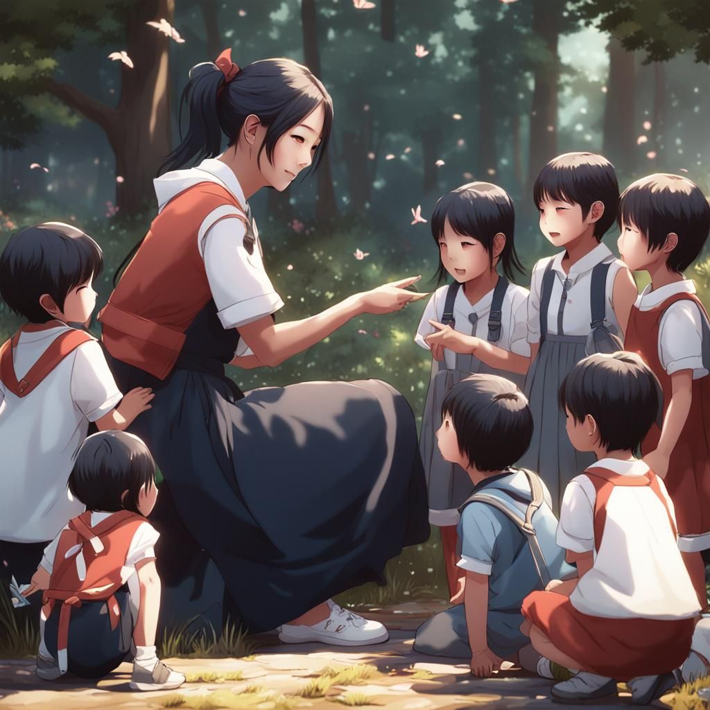 Kim Jisoo interacting with little children - AI Generated Artwork ...