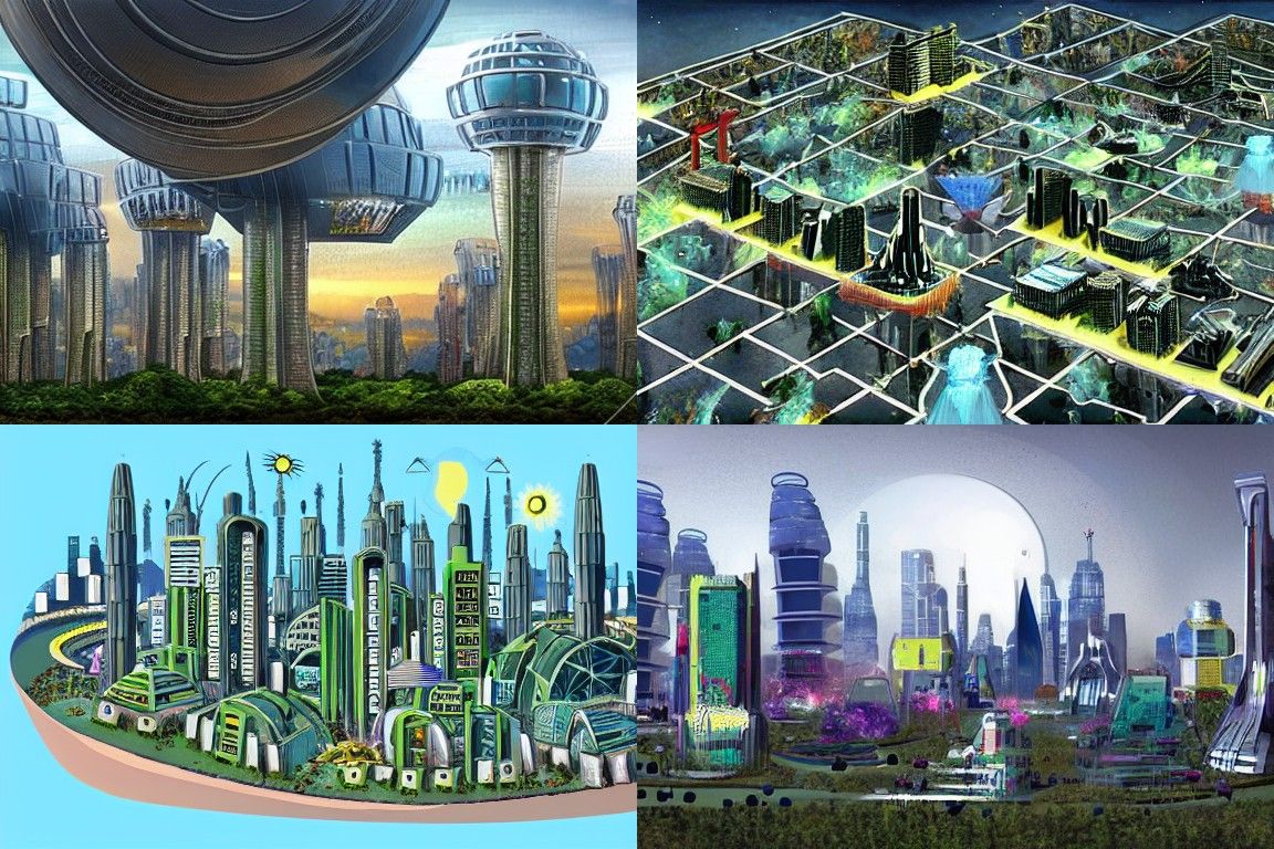 Sci-fi city in the style of Ecological Art