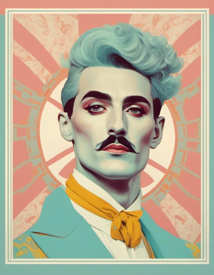 A poster for a drag king from a Wes Anderson movie in subtle...
