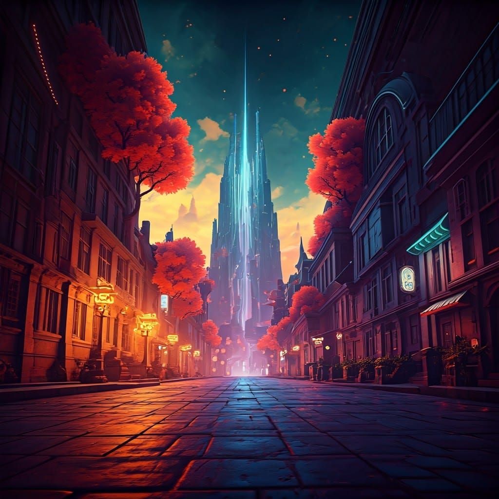 Surreal Dreamscape of Swirling Lights in Matte Painting Styl...