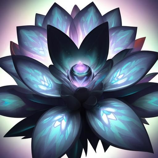 Surreal multi chromatic holographic blue flower with hologra...