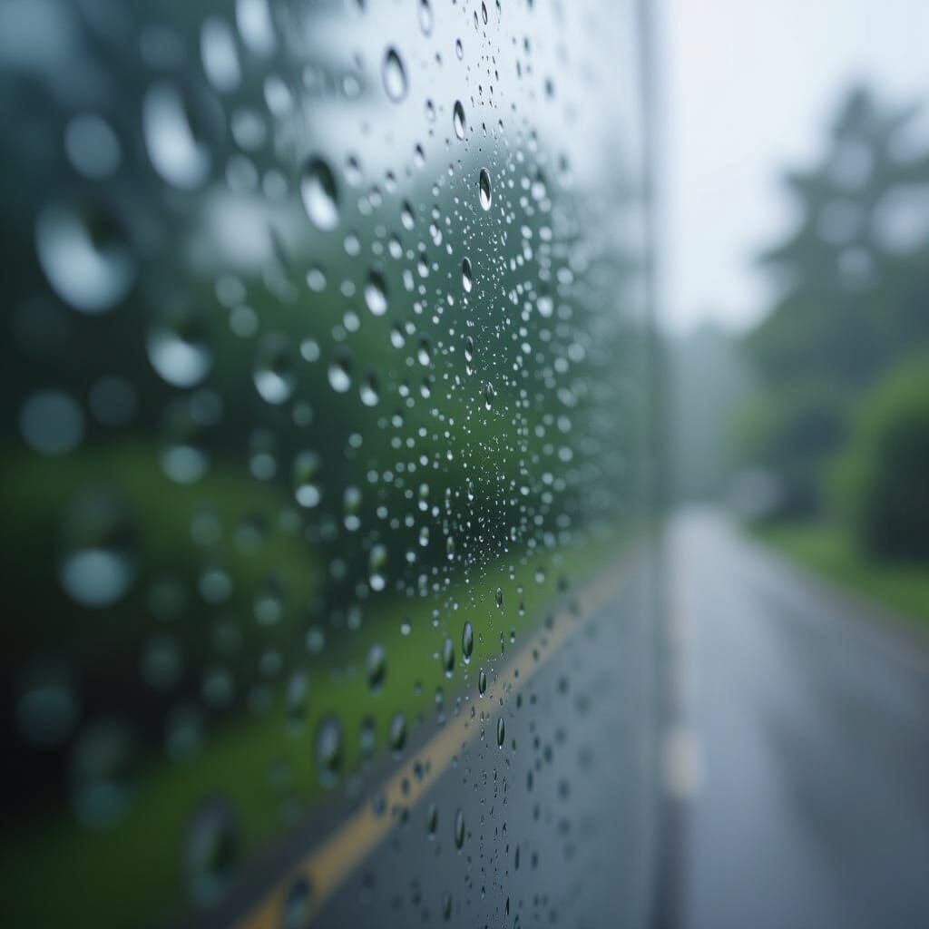 Close up Macro view of raindrops on a window