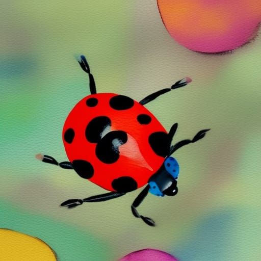 a cute lady bug in Gouache Style, Watercolor, Museum Epic Impressionist Maximalist Masterpiece, Thick Brush Strokes, Imp...