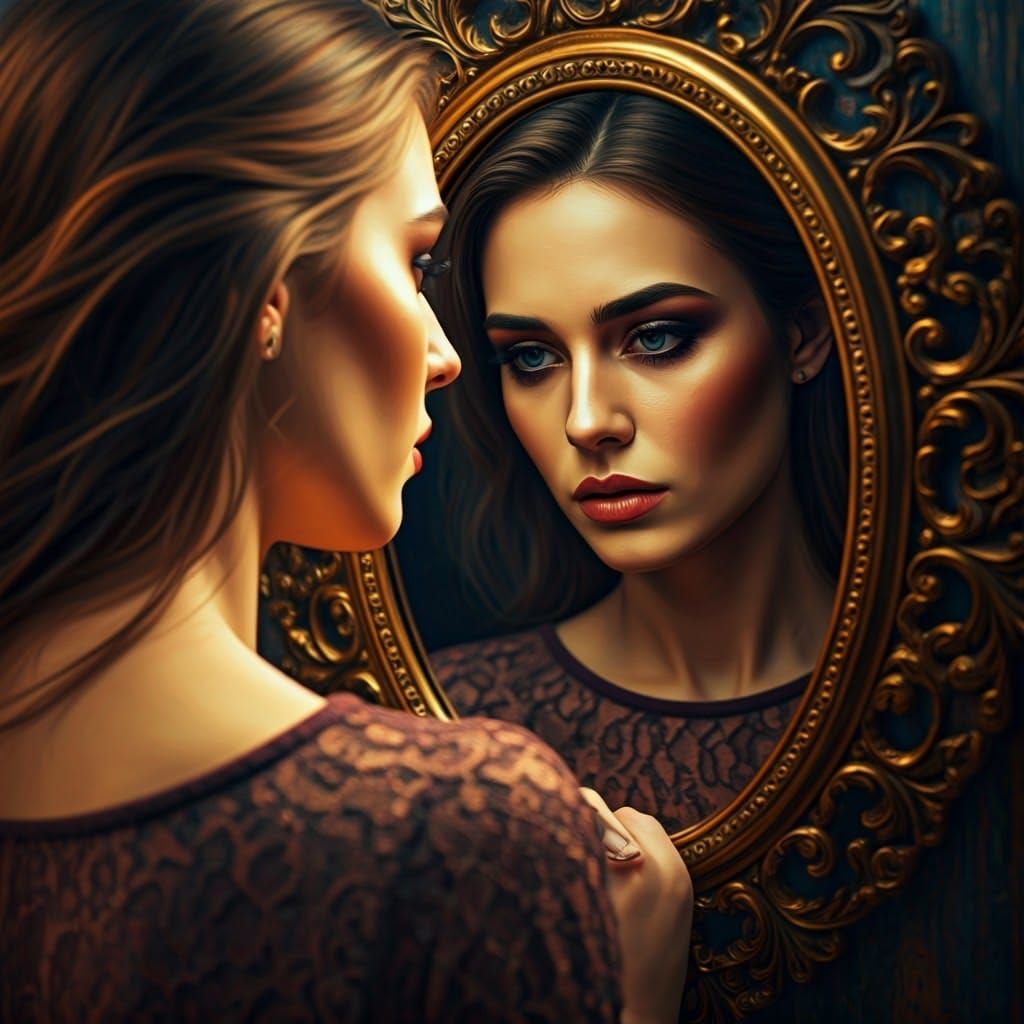 Woman's Reflection Reveals Hidden Heartbreak