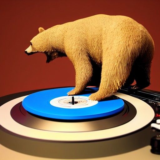 3d render of a bear spinning on a record player