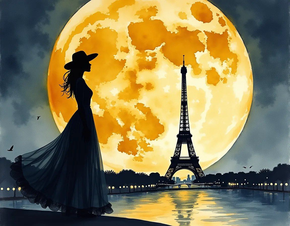 Silhouette against the backdrop of Paris