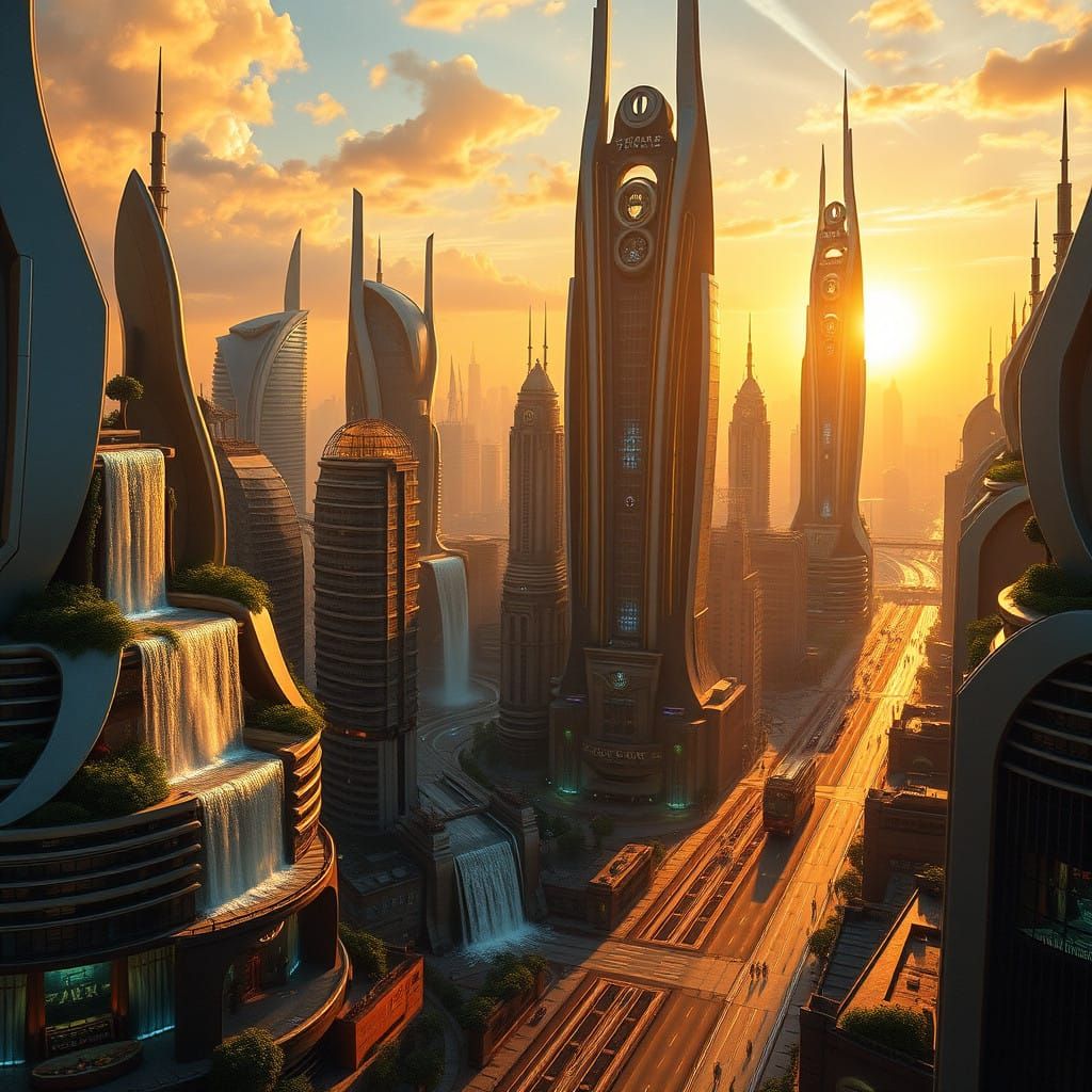 Cyberpunk Metropolis Weeps Crystal Tears