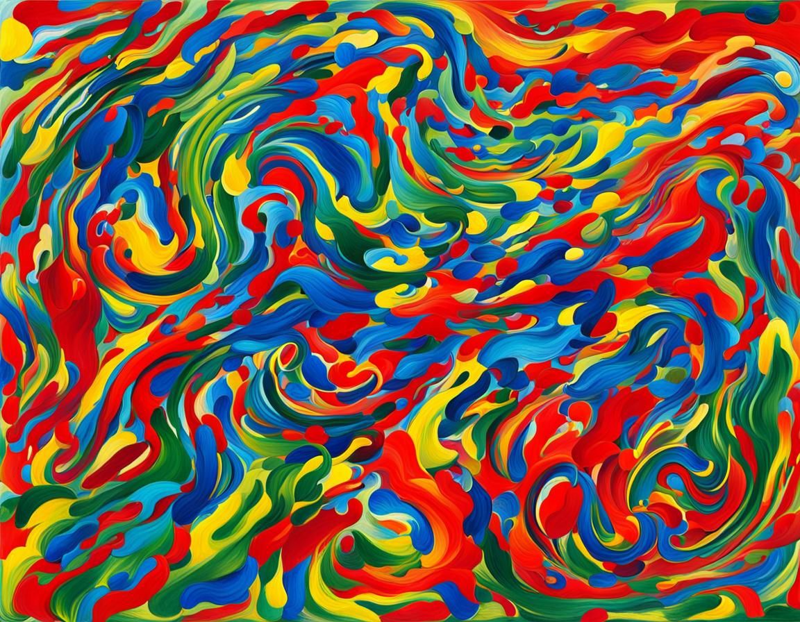 Bold, swirling colors of red, blue, Bold, swirling colors of...