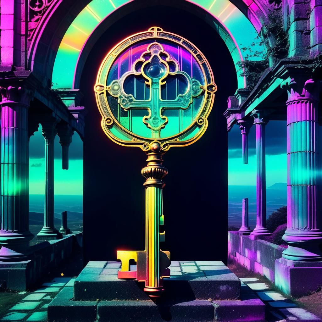 Synthwave Key Fantasy 💜🗝️ 🏛️ AI Generated Artwork NightCafe Creator