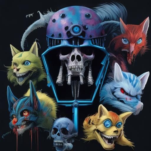 <lora:Horror-Metal-Dream:1.0> cyborg pets