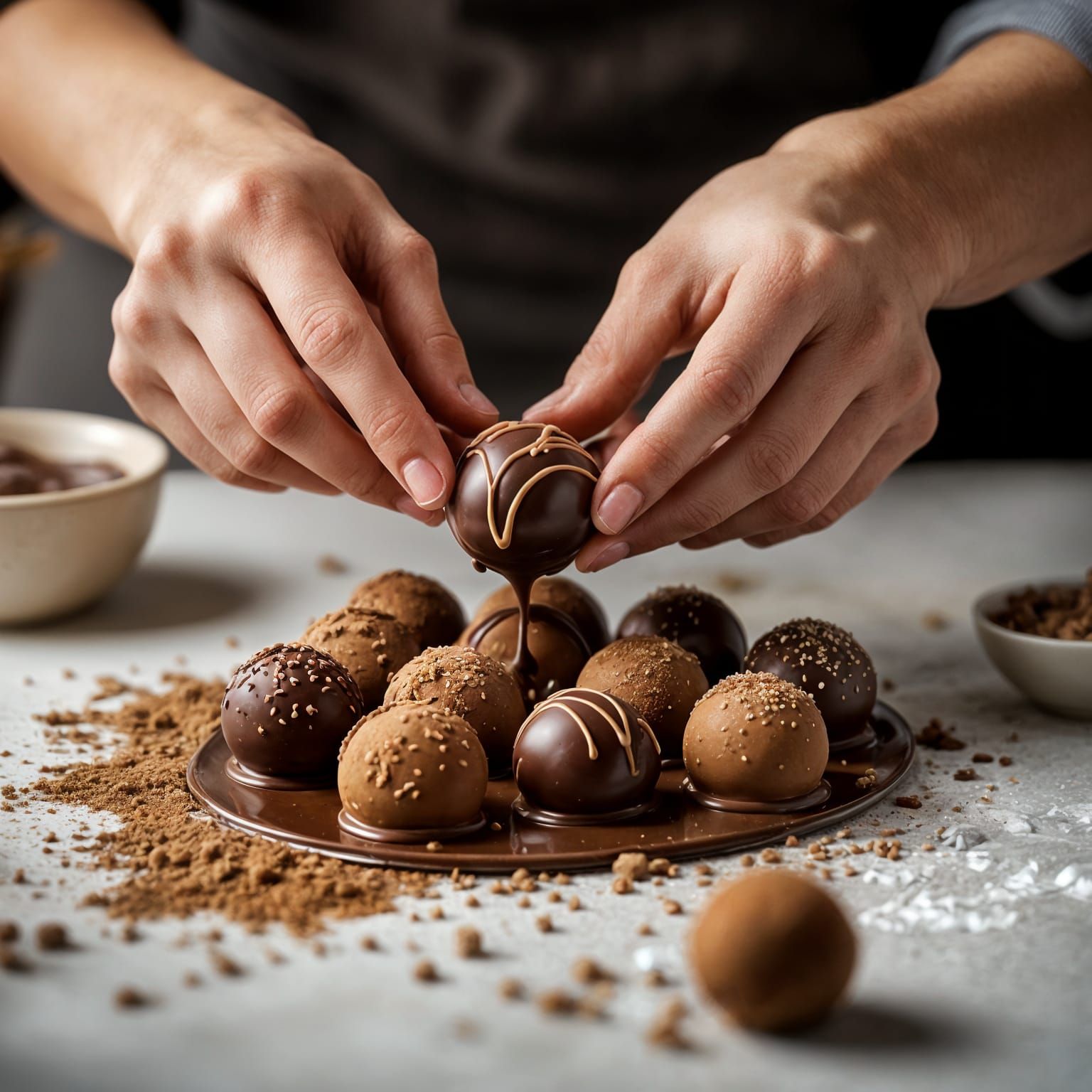 making hand-dipped chocolate truffles.  by @Tilted25
