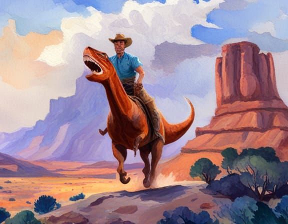 Cowboy dinosaur jockey