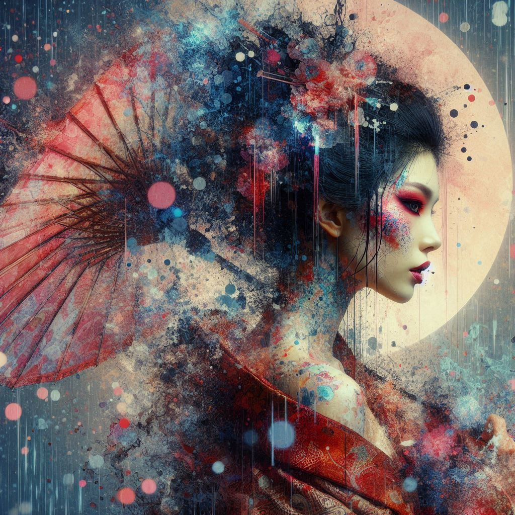 double exposure beautiful fantasy DALL-E 3 portrait landscap...
