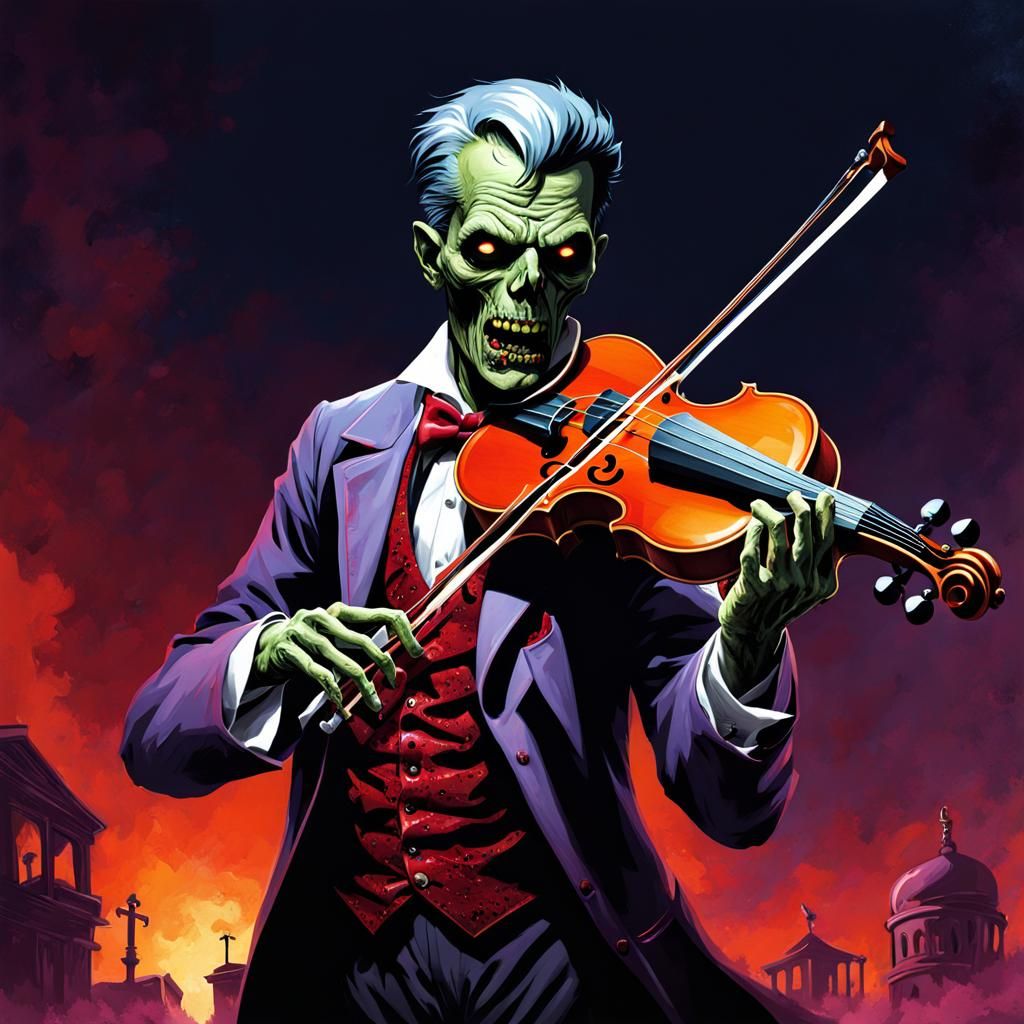 Zombie playing violin