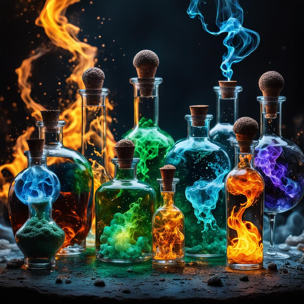 Magical alchemists potion selection   by @ THE MUSHROOM LAB