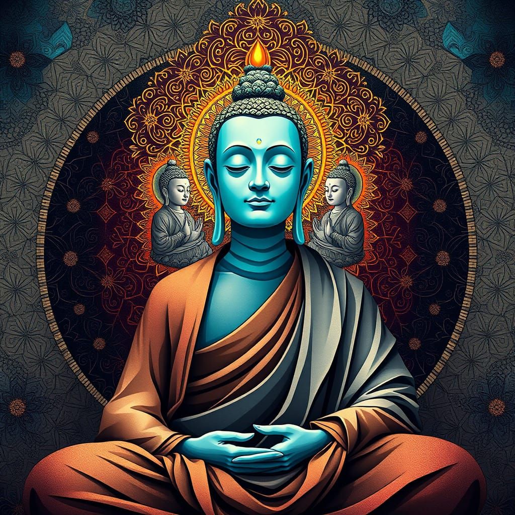 Tibetan Buddhist Monk in Deep Serene Meditation