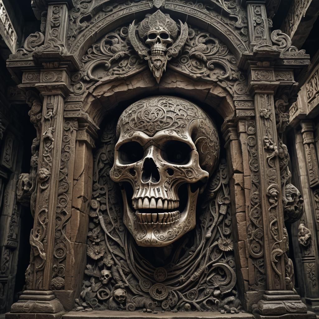 uma grande caveira de cristais