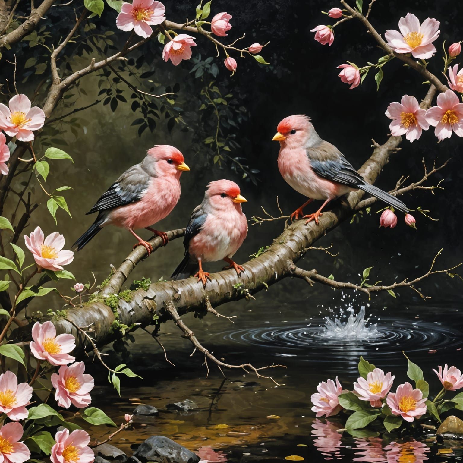 Pink Fluffy Stream Birds  by @Bruno Camadini