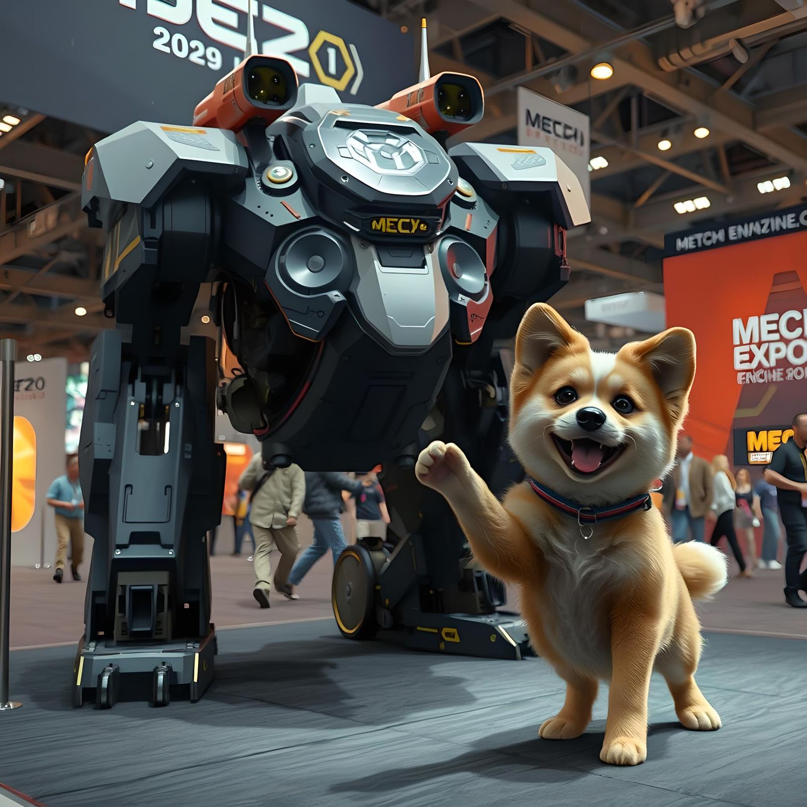Mech Expo 2029's Surprise Guest Speaker AI Generated Artwork