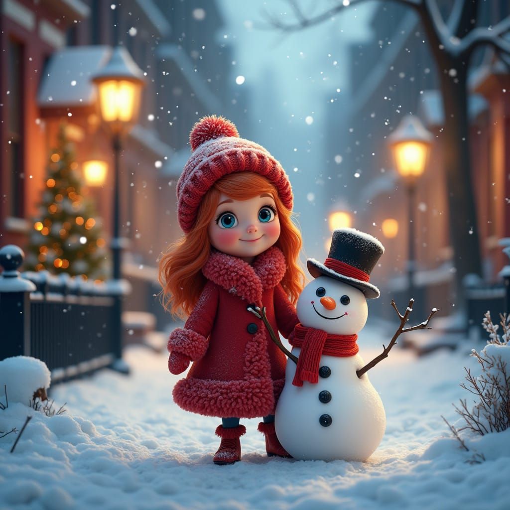 Whimsical Winter Wonderland New Year's Card in Disney-Inspir...