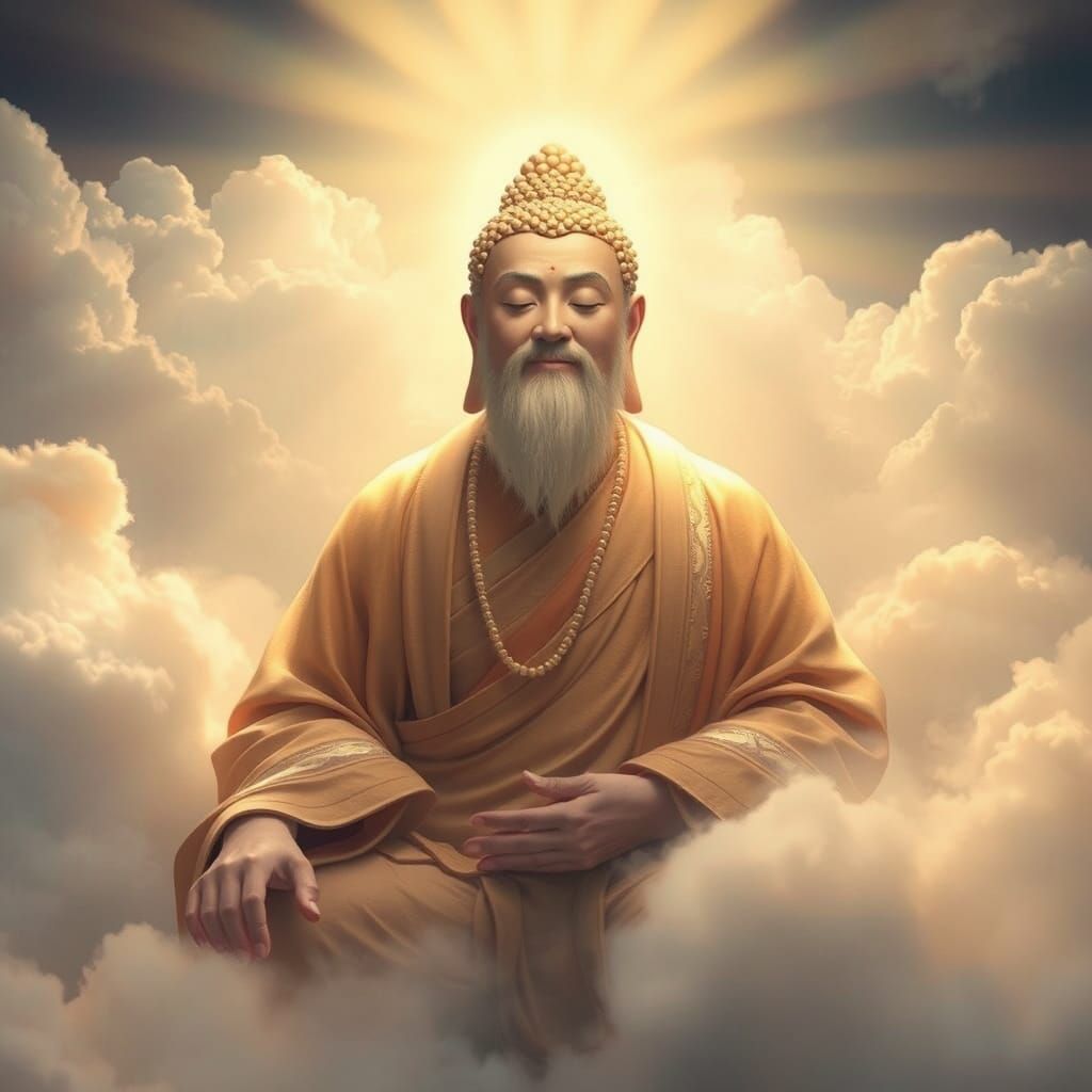 Serene Buddhist Master in Divine Light