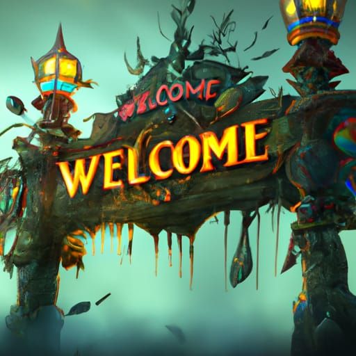 welcome sign detailed matte painting, deep color, fantastical, intricate detail, splash screen, complementary ...  by @Patsy 