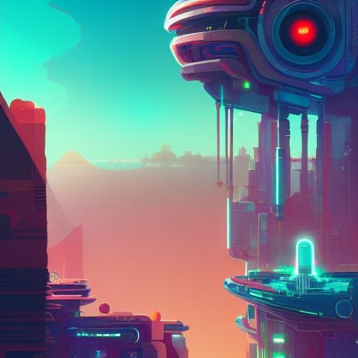 Futuristic Clockwork Mansion in Cyberpunk Solarpunk Style
