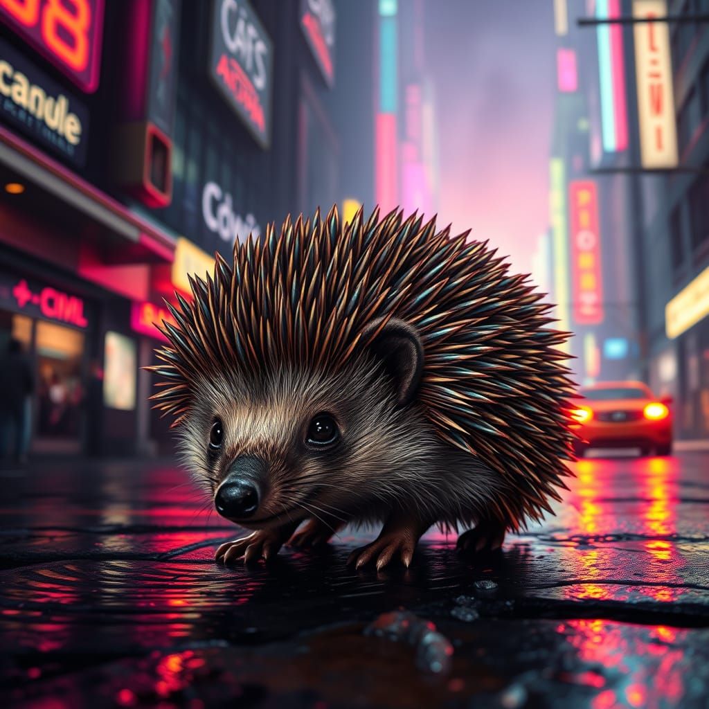 A beautiful hedgehog, colorful background  by @Granit9