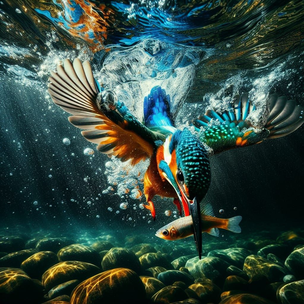 Kingfisher's Triumph  by @Shywolf