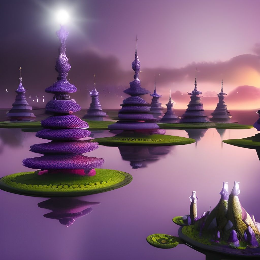 Purple Fantasy Village - Ai Generated Artwork - Nightcafe Creator