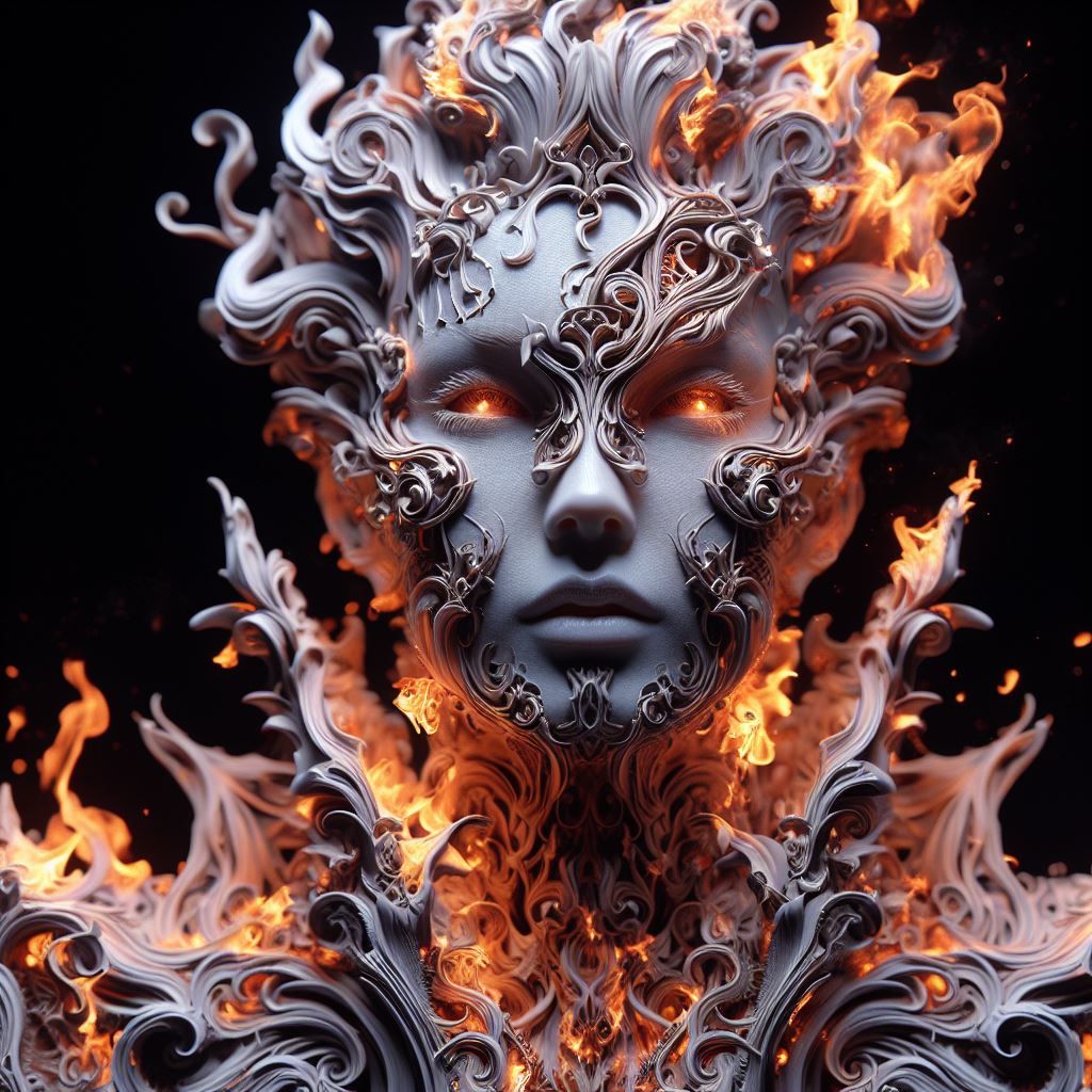 Filigree fire spirit sculpture - AI Generated Artwork - NightCafe Creator