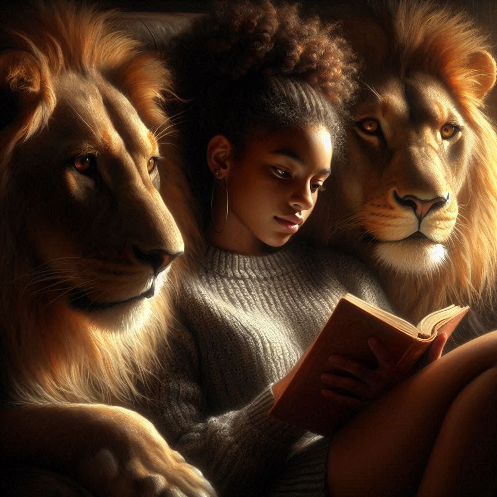 Reading between the lions  by @Caroline
