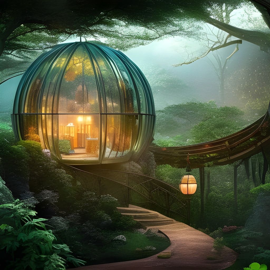 Glass elven dome tree house