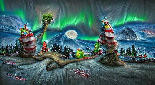 ("Cartoon Christmas tree" "cartoon Santa-clause" North pole ...
