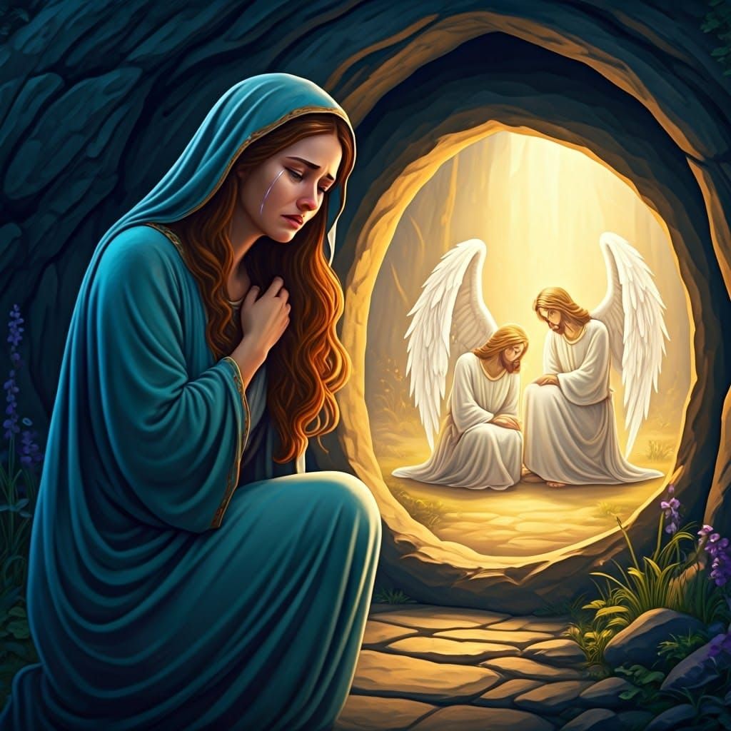 Mary Magdalene stood crying outside the tomb