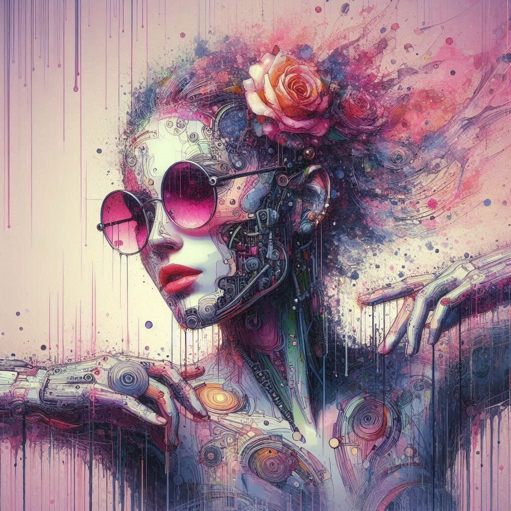 double exposure beautiful fantasy DALL-E 3 portrait landscape..