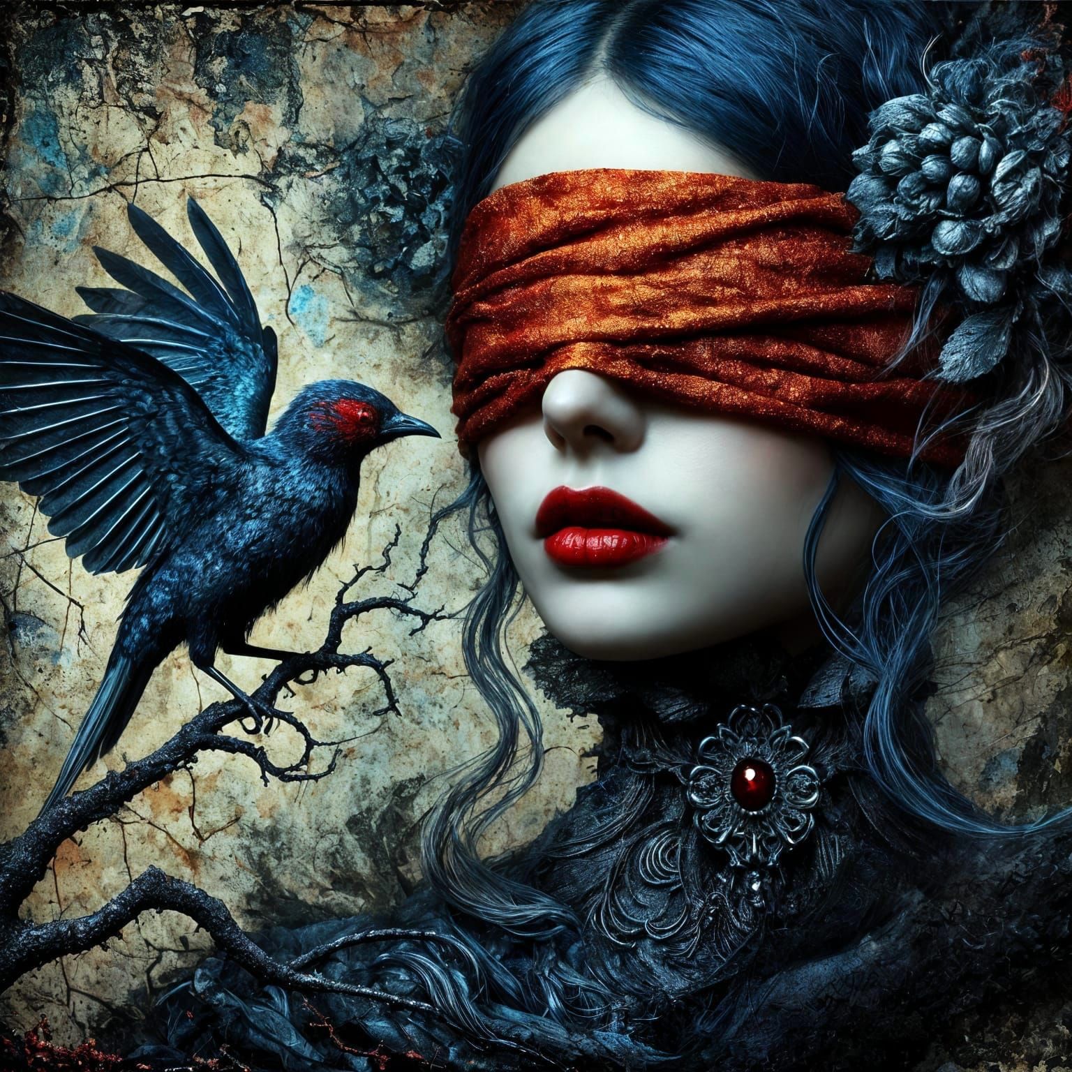 orange fabric blindfold