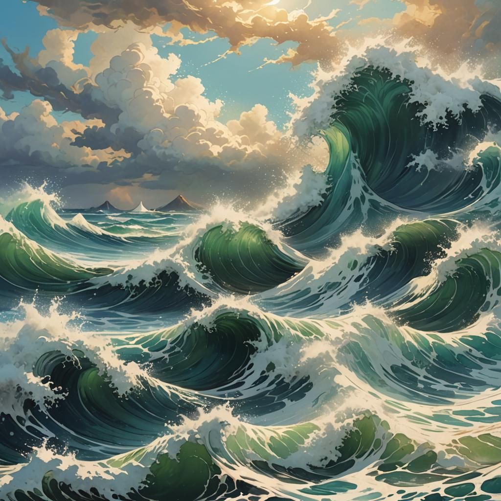 Dramatic Ocean Wave Art Inspired by Hokusai