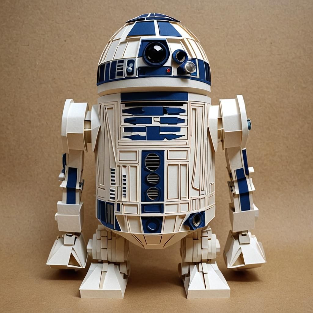 An R2D2 Kirigami Craft Paper Illustration