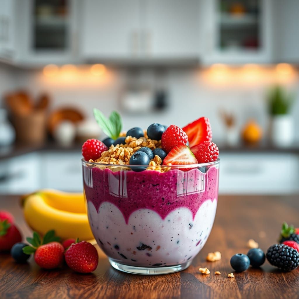 Hyperrealistic Acai Bowl with Vivid Colors