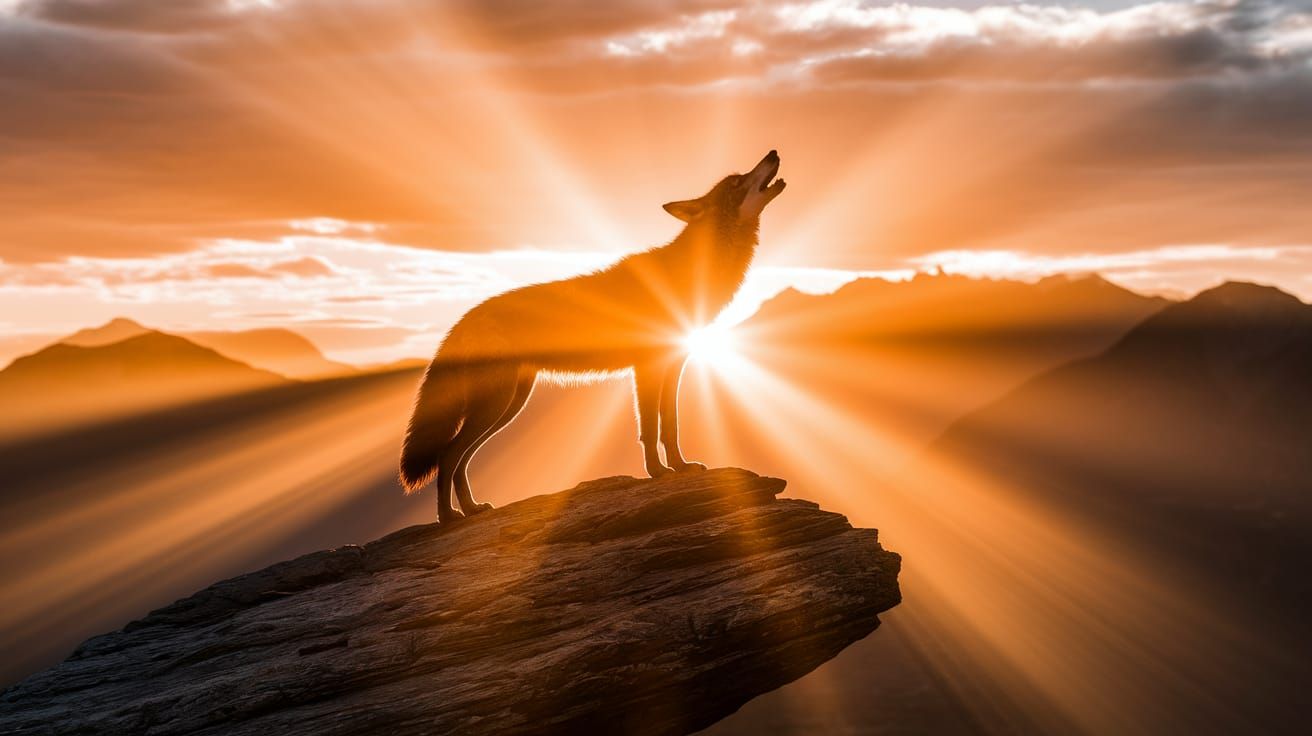 Lone coyote at sunset  by @Angelik
