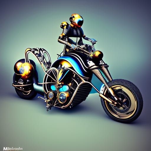 opalescent cyborg metal motocycle