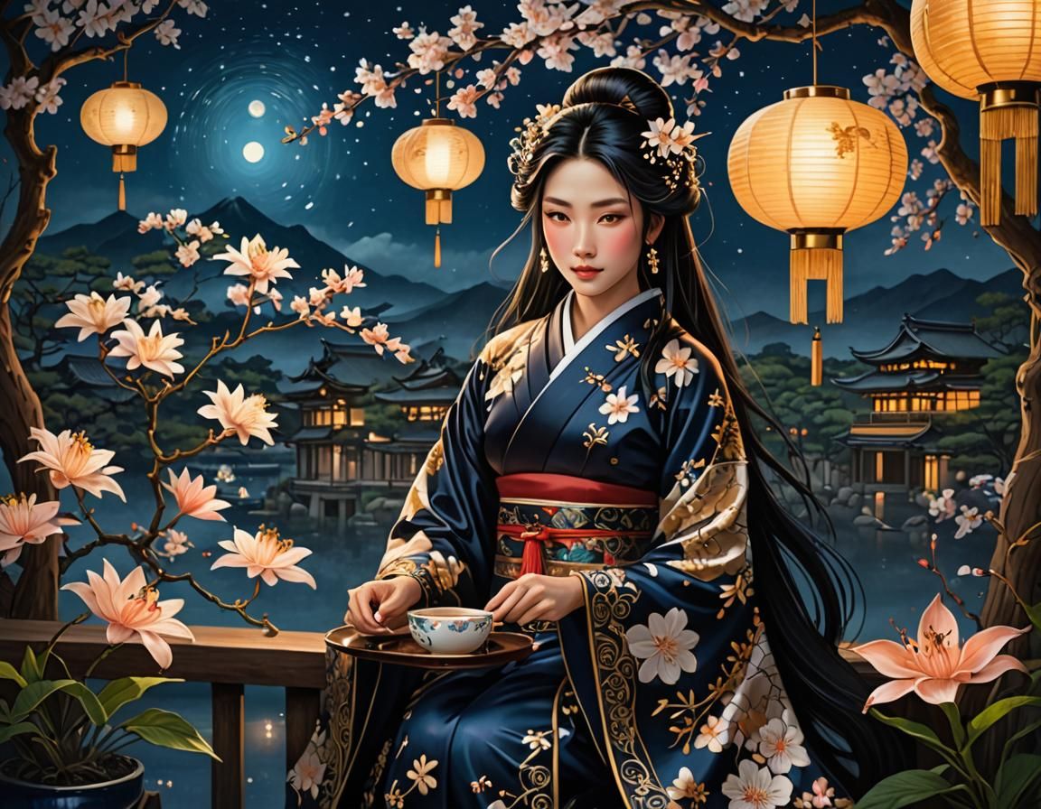 Tea time surrounded by flowers