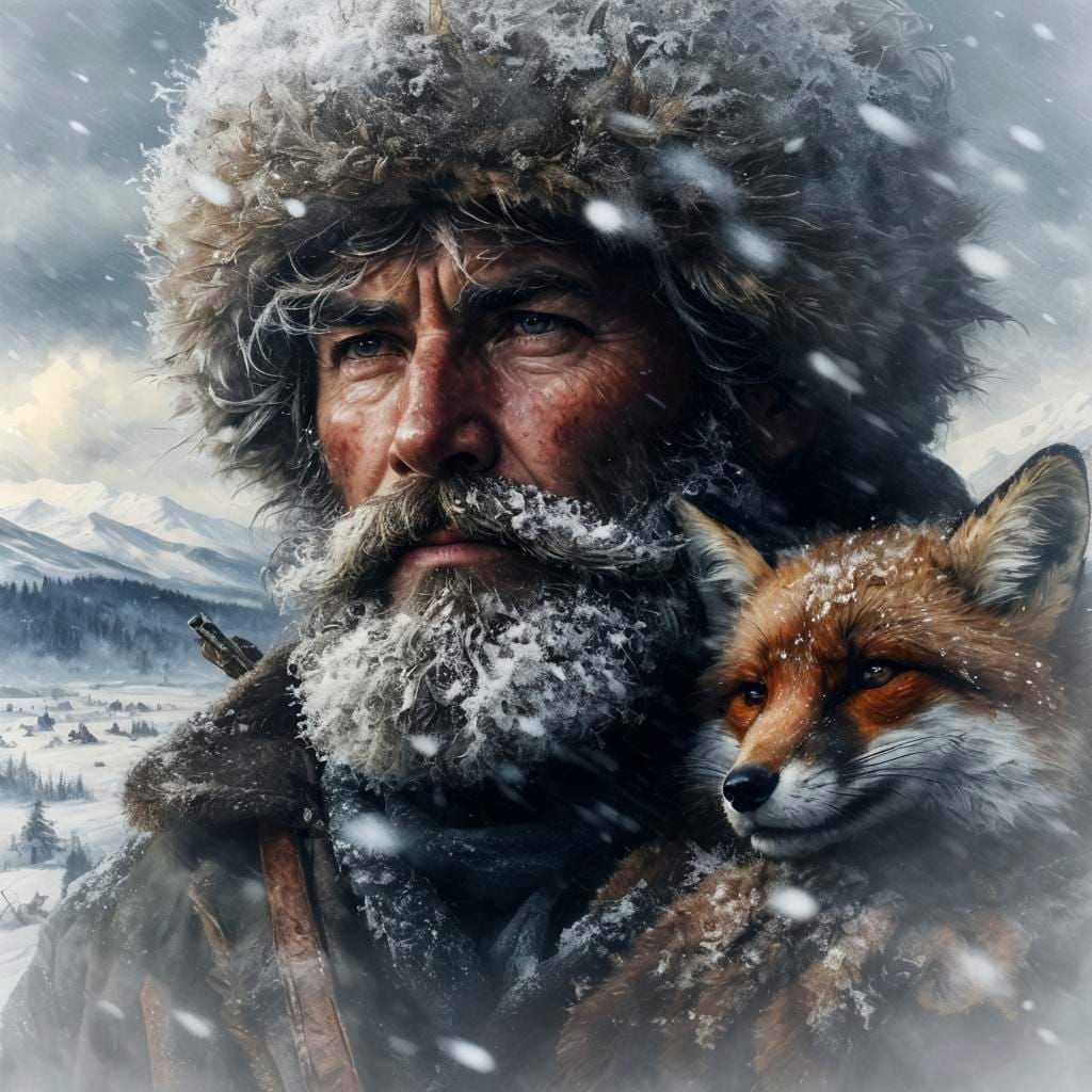 A hunter saves a baby fox from a blizzard...  by @RODA