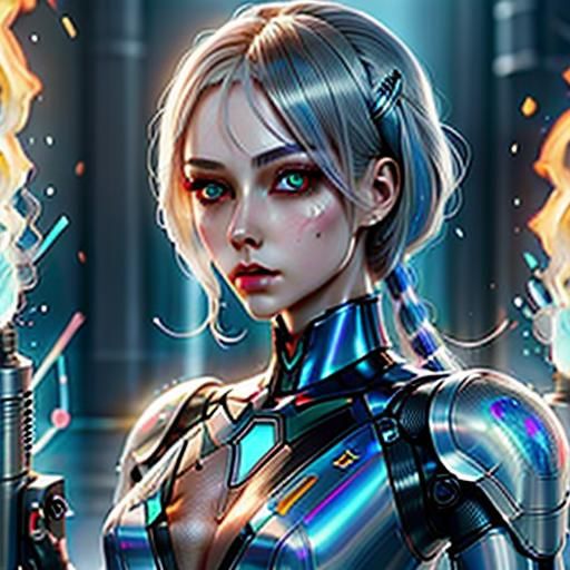 Humanoid robot with a flamethrower